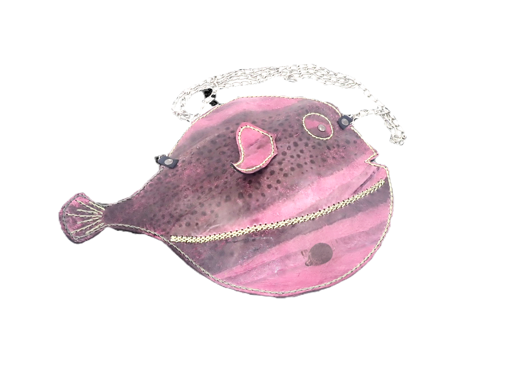 Pink pufferfish purse