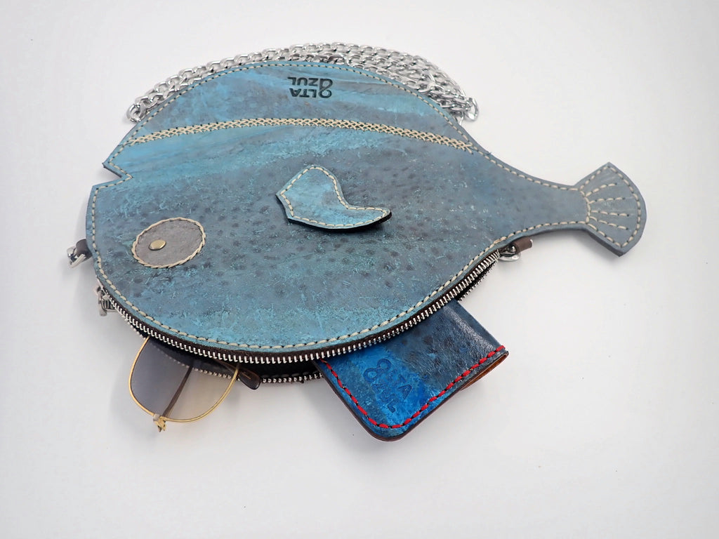 Azul pufferfish purse